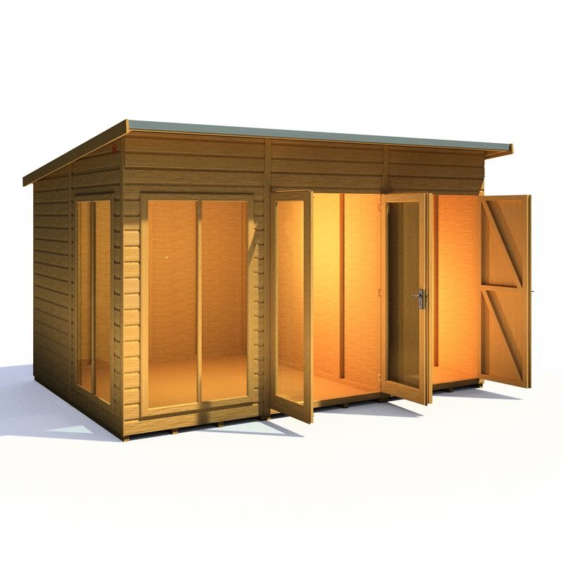 Loxley 12' x 8' Stanton Summer House With Side Shed | Sheds.co.uk