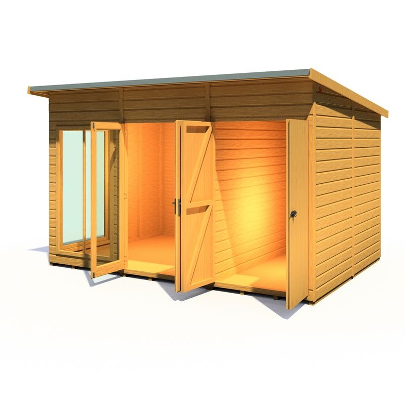 Loxley 12' x 8' Stanton Summer House With Side Shed | Sheds.co.uk