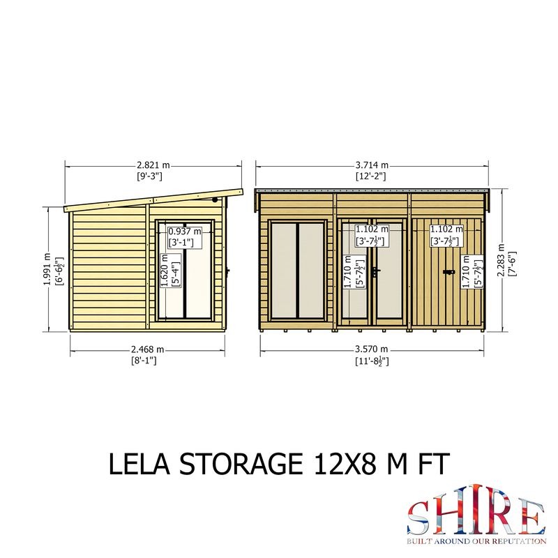 Loxley 12' x 8' Stanton Summer House With Side Shed