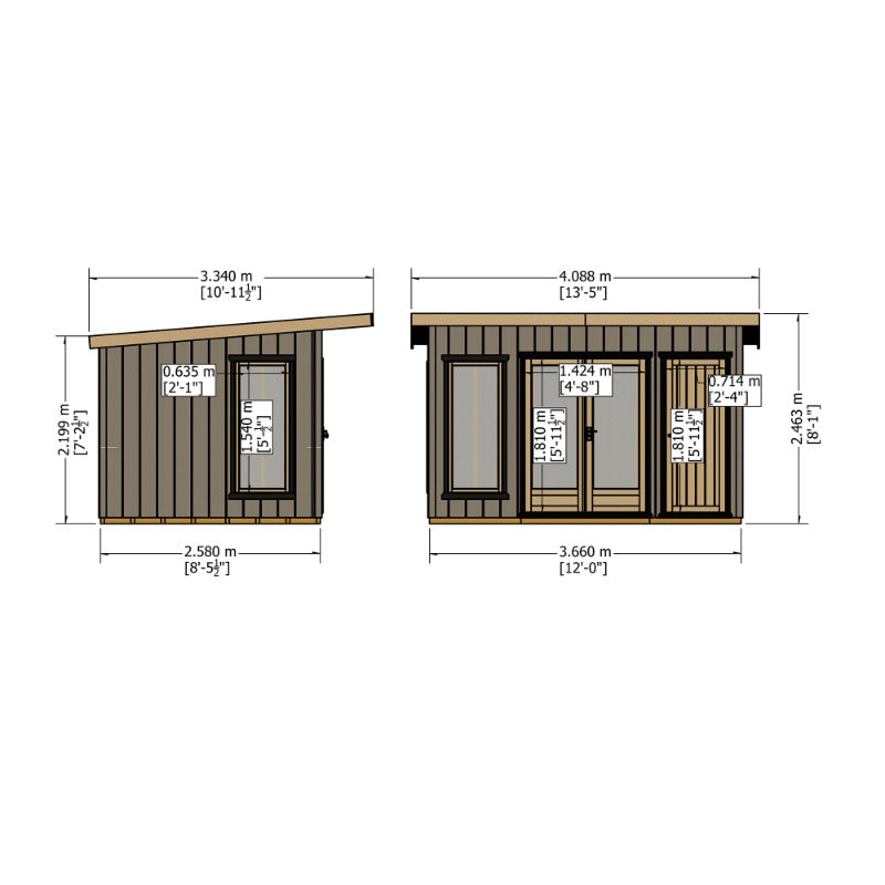 Loxley 12' x 8' Wembley Insulated Garden Room With Side Shed | Sheds.co.uk
