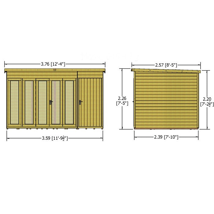 Loxley 12' x 8' Hayle Summer House With Side Shed