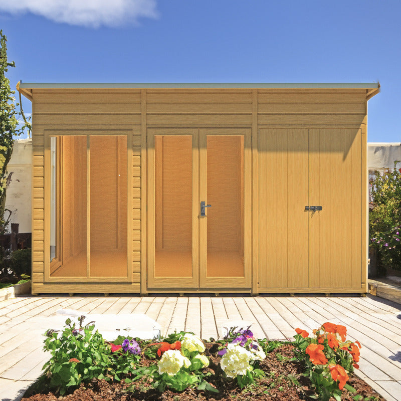 Loxley 12' x 6' Stanton Summer House With Side Shed | Sheds.co.uk