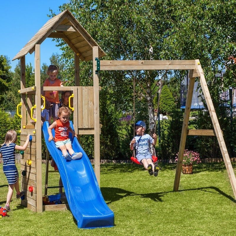 Loxley 13' x 9' Climbing Frame Fortress With Swing & Slide | Sheds.co.uk