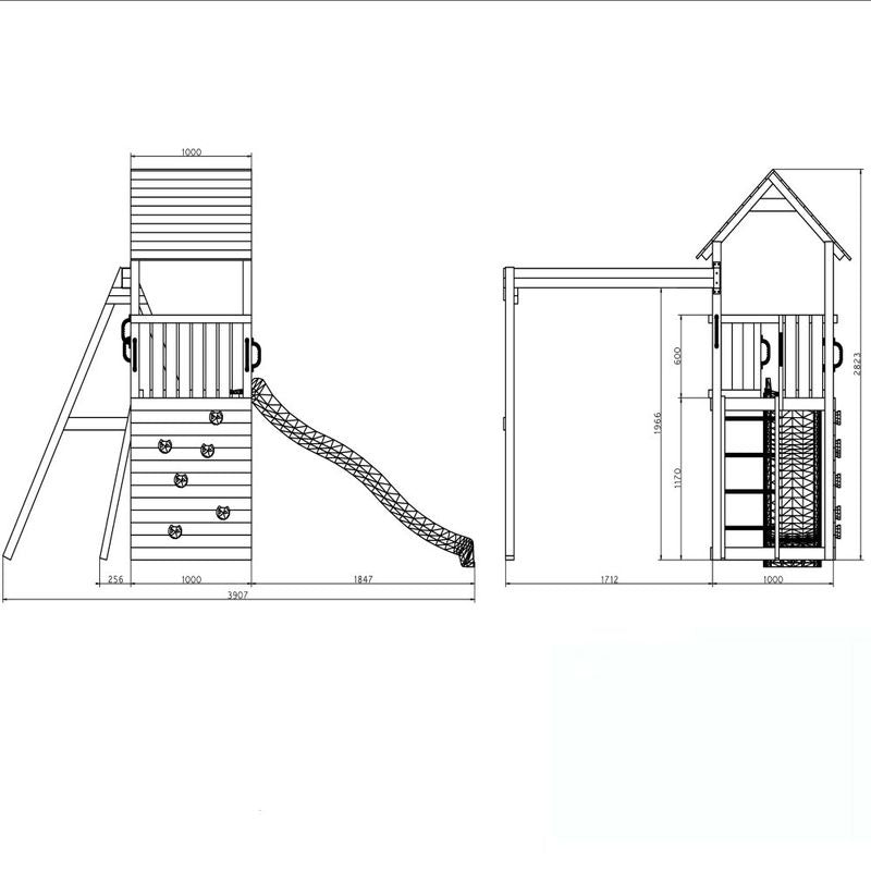Loxley 13' x 9' Climbing Frame Fortress With Swing & Slide | Sheds.co.uk