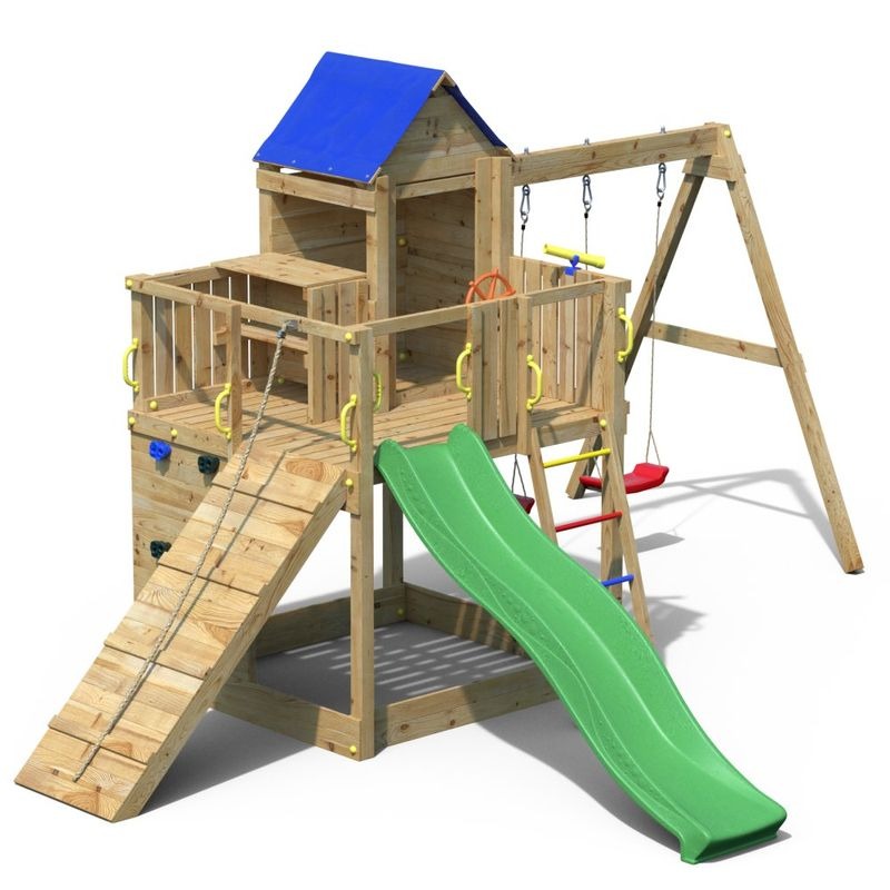 Loxley 14' x 16' Climbing Frame With Double Swing & Slide | Sheds.co.uk