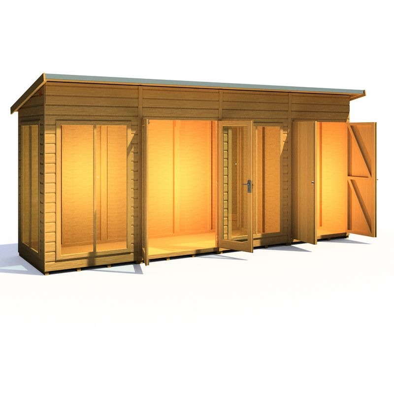 Loxley 16' x 4' Stanton Summer House With Side Shed | Sheds.co.uk