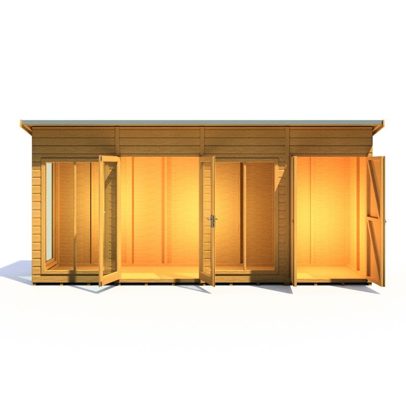 Loxley 16' x 4' Stanton Summer House With Side Shed | Sheds.co.uk