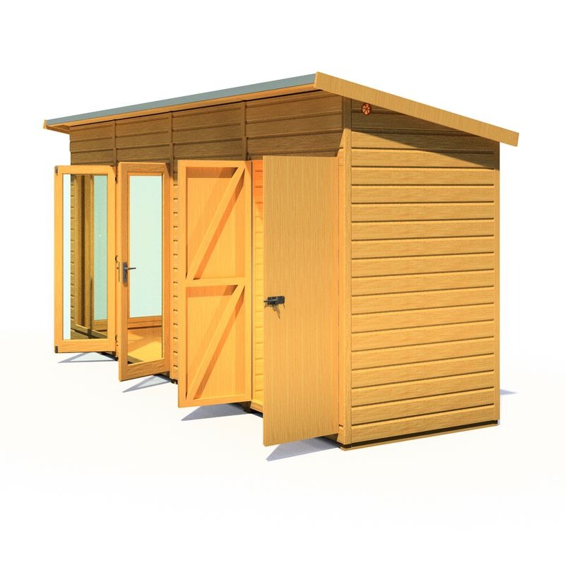 Loxley 16' x 4' Stanton Summer House With Side Shed | Sheds.co.uk