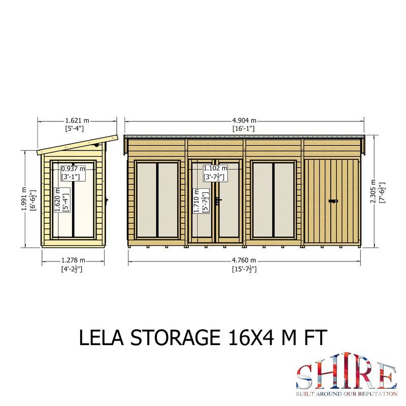 Loxley 16' x 4' Stanton Summer House With Side Shed | Sheds.co.uk