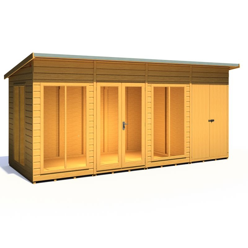 Loxley 16' x 6' Stanton Summer House With Side Shed | Sheds.co.uk
