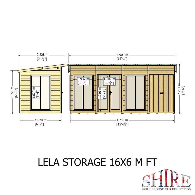 Loxley 16' x 6' Stanton Summer House With Side Shed
