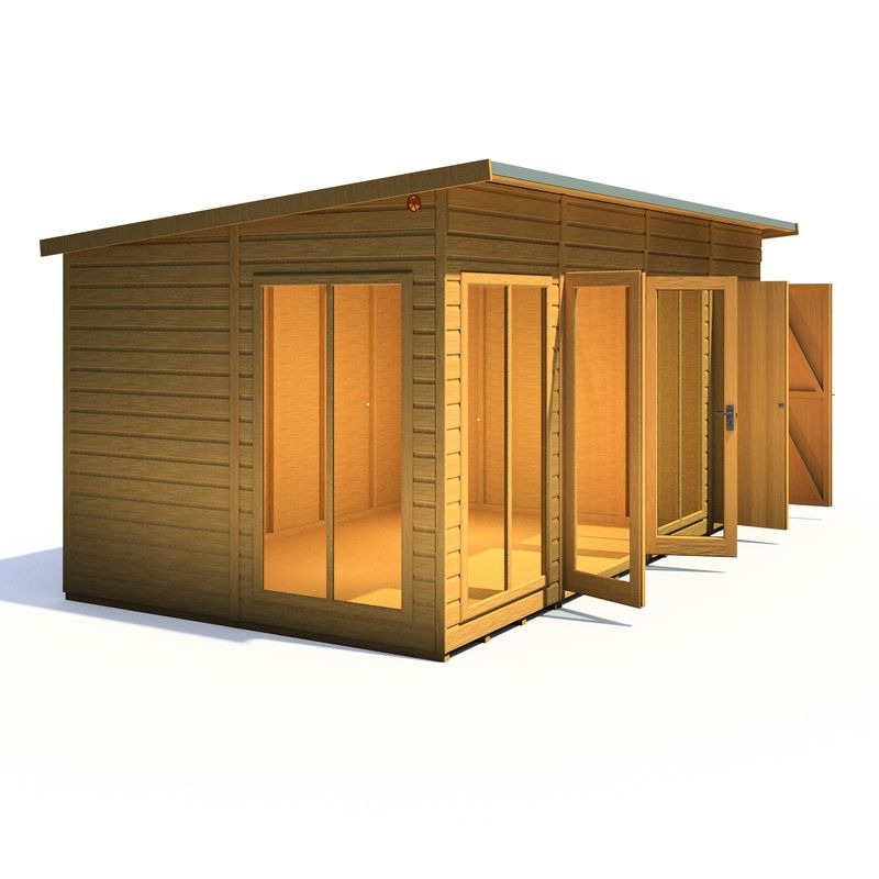 Loxley 16' x 8' Stanton Summer House With Side Shed | Sheds.co.uk