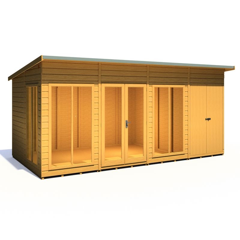 Loxley 16' x 8' Stanton Summer House With Side Shed | Sheds.co.uk