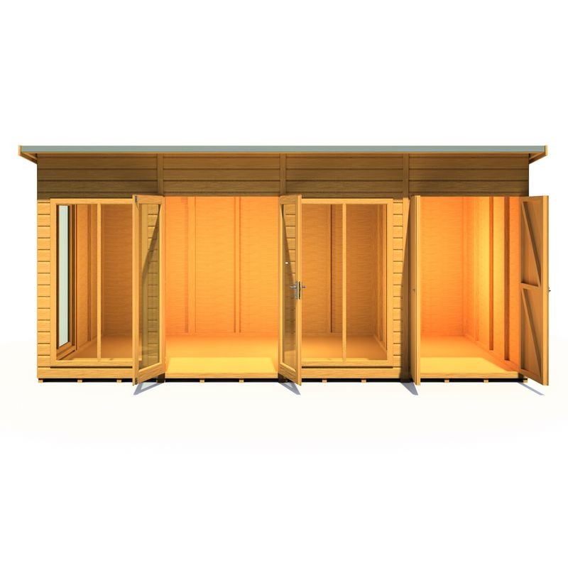 Loxley 16' x 8' Stanton Summer House With Side Shed | Sheds.co.uk