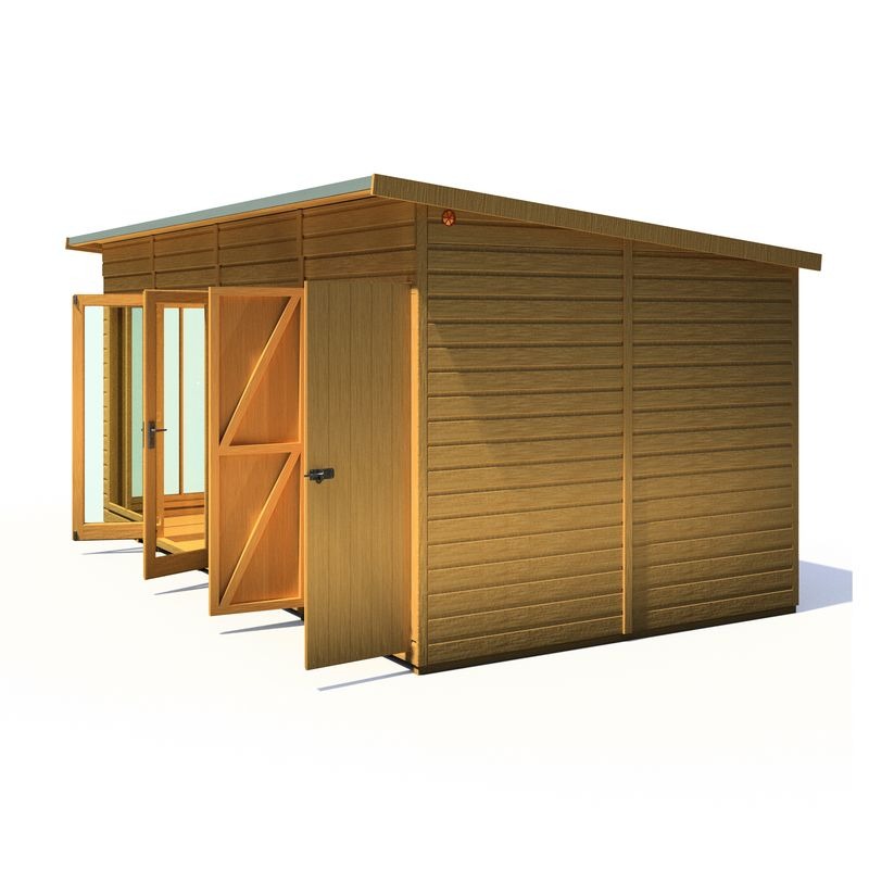 Loxley 16' x 8' Stanton Summer House With Side Shed | Sheds.co.uk