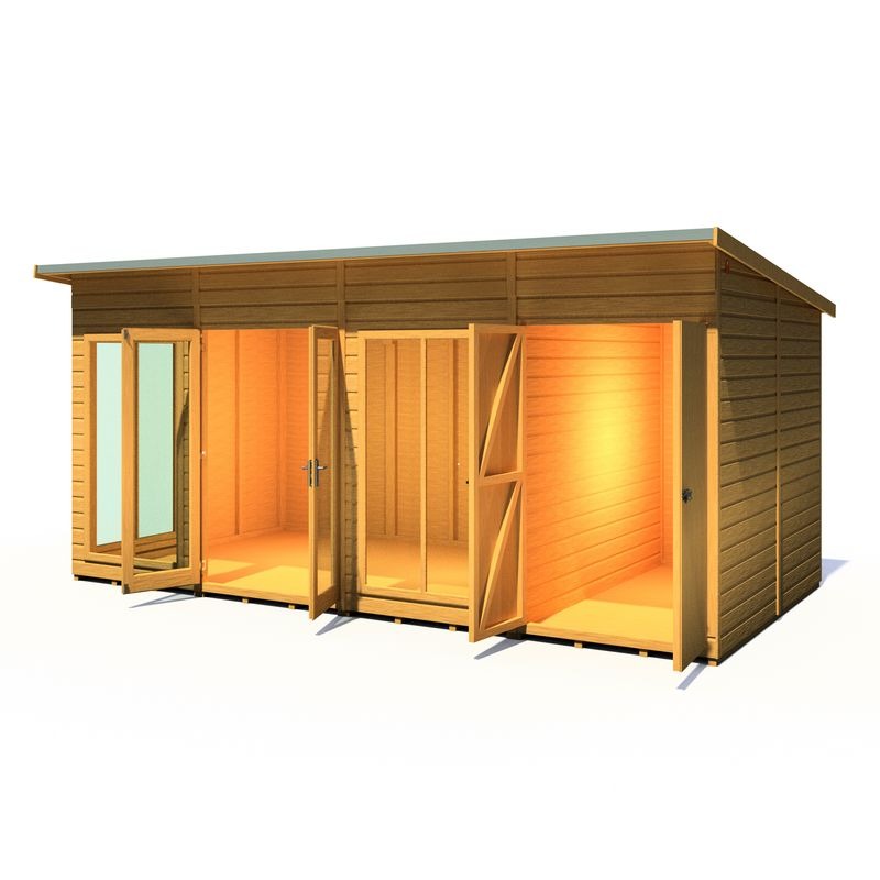 Loxley 16' x 8' Stanton Summer House With Side Shed | Sheds.co.uk