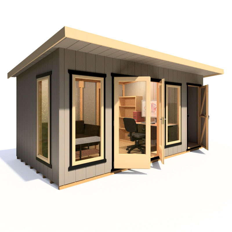 Loxley 16' x 8' Wembley Insulated Garden Room With Side Shed | Sheds.co.uk