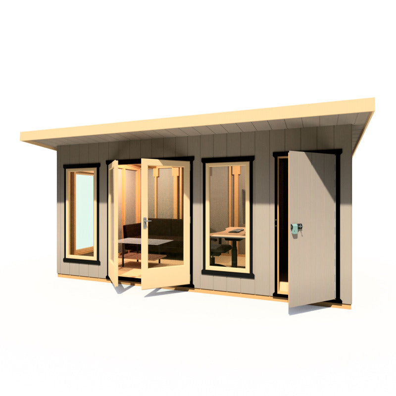 Loxley 16' x 8' Wembley Insulated Garden Room With Side Shed | Sheds.co.uk