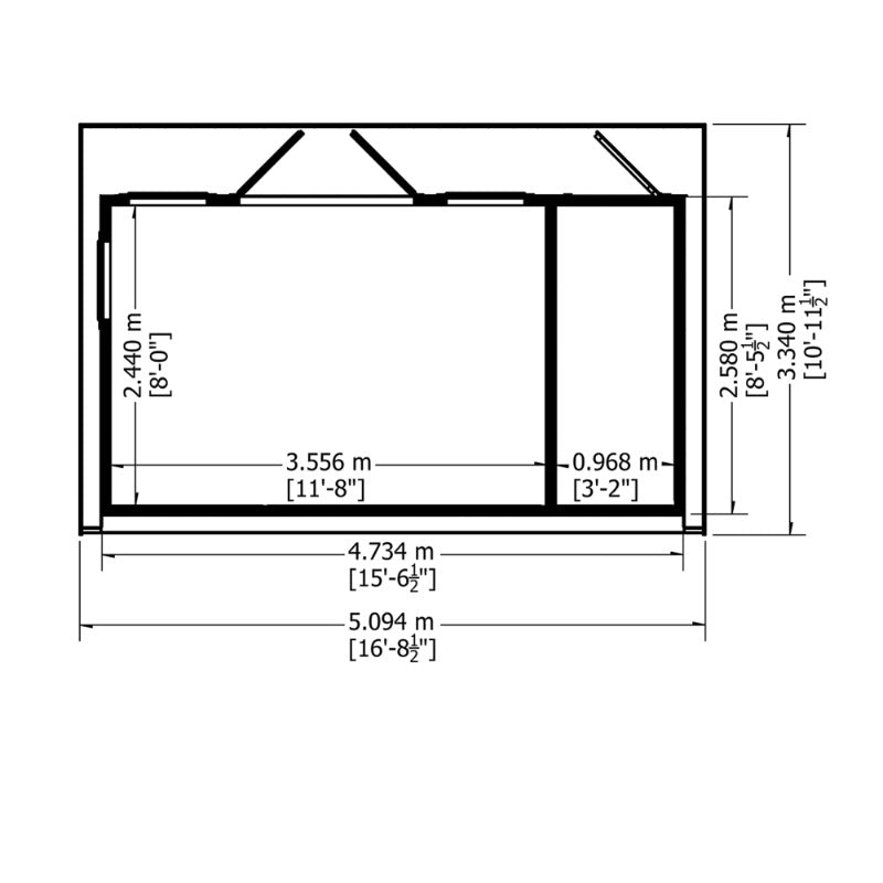 Loxley 16' x 8' Wembley Insulated Garden Room With Side Shed | Sheds.co.uk
