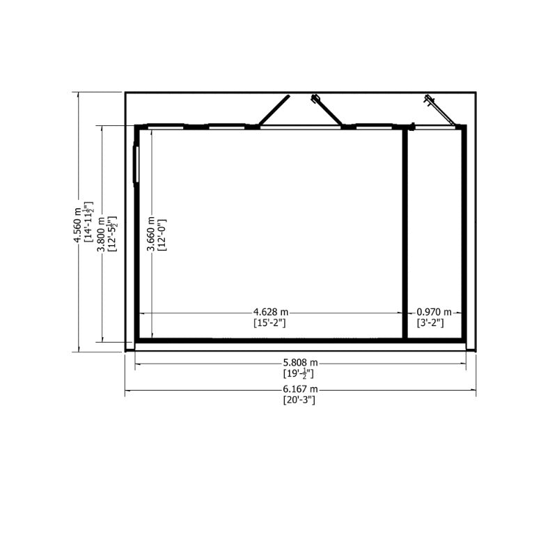 Loxley 20' x 12' Wembley Insulated Garden Room With Side Shed | Sheds.co.uk