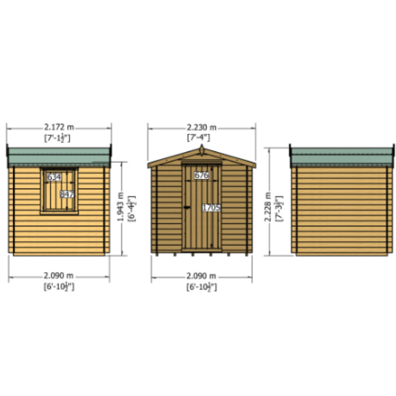 Loxley 2.1m x 2.1m Marlow Log Cabin - 19mm
