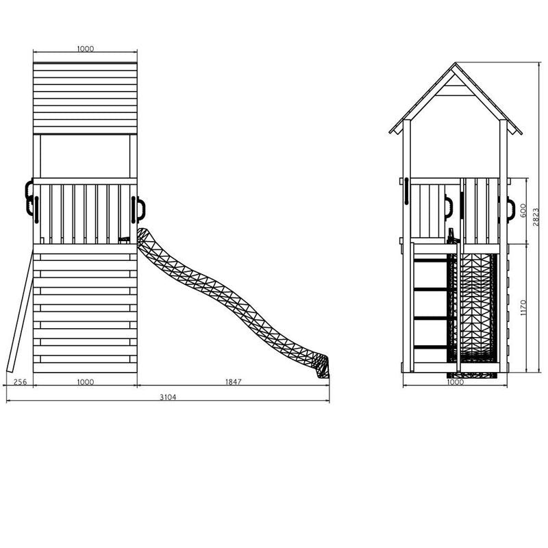 Loxley 4' x 10' Climbing Tower Fortress & Slide