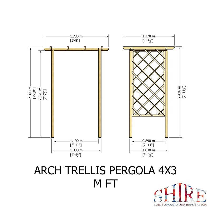 Loxley 4' x 3' Arch Trellis Pergola | Sheds.co.uk