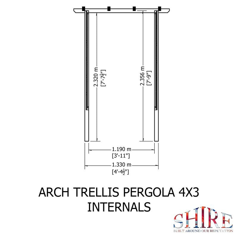 Loxley 4' x 3' Arch Trellis Pergola | Sheds.co.uk