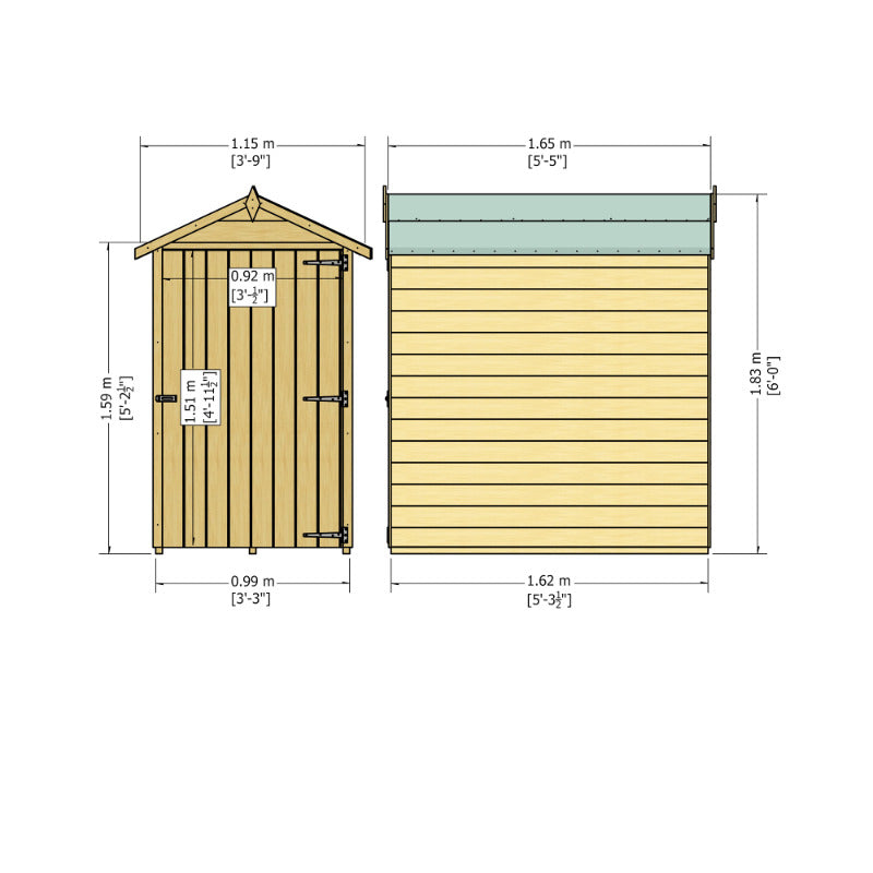 Loxley 3' x 5' Windowless Overlap Apex Shed | Sheds.co.uk