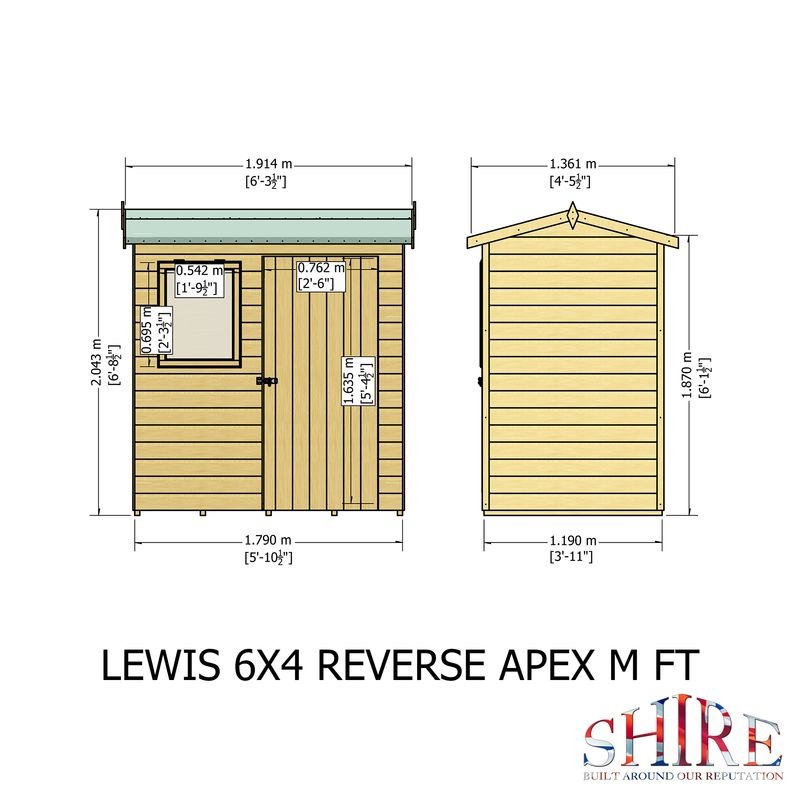 Loxley 6' x 4' Premium Shiplap Reverse Apex Shed