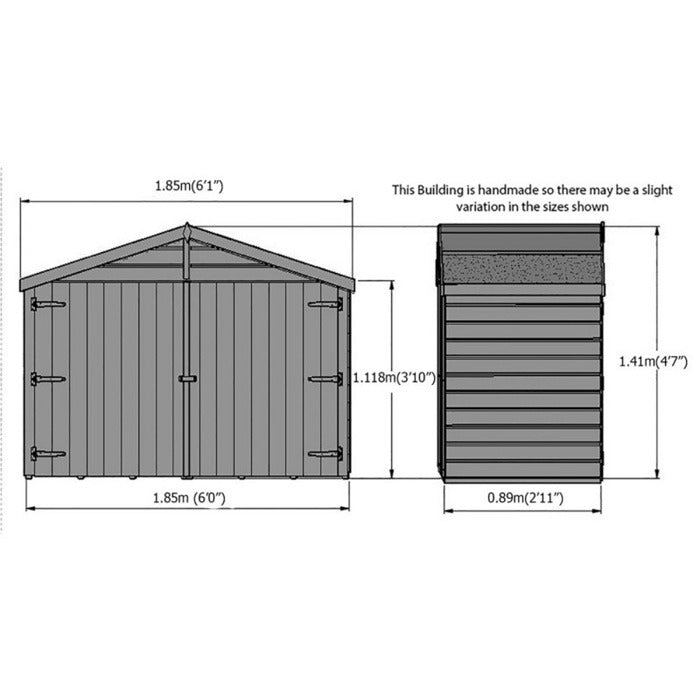 Loxley 6' x 3' Shiplap Apex Bike Shed - No Floor
