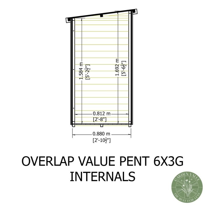 Loxley 6' x 3' Windowless Overlap Lean-To Pent Shed | Sheds.co.uk