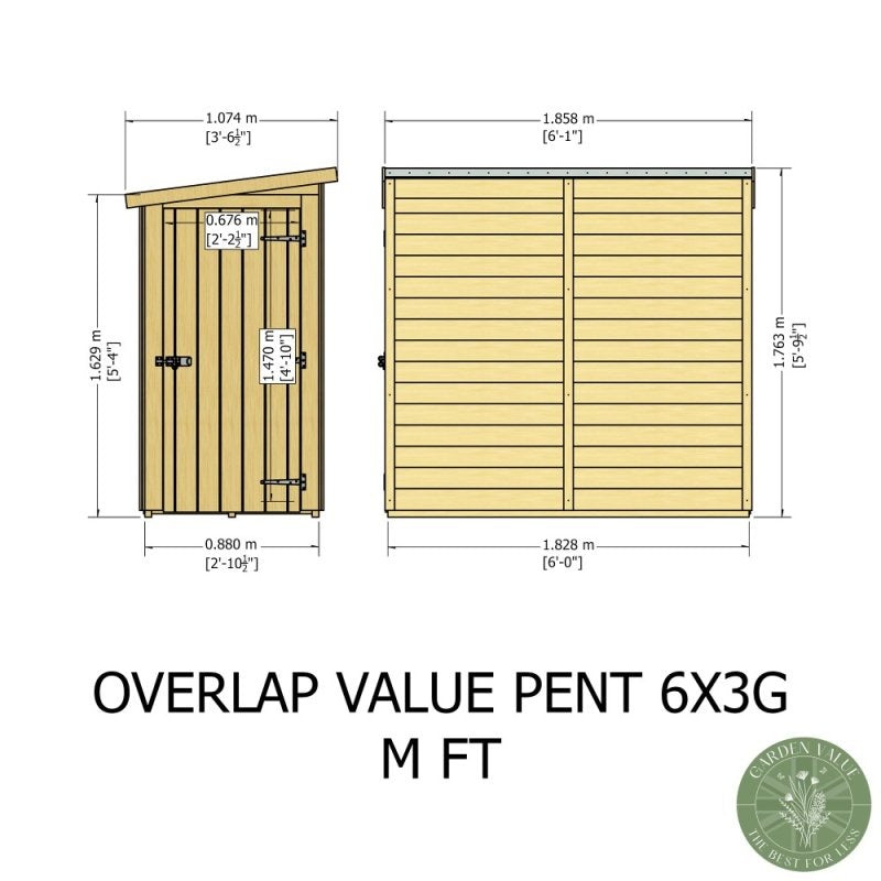 Loxley 6' x 3' Windowless Overlap Lean-To Pent Shed | Sheds.co.uk