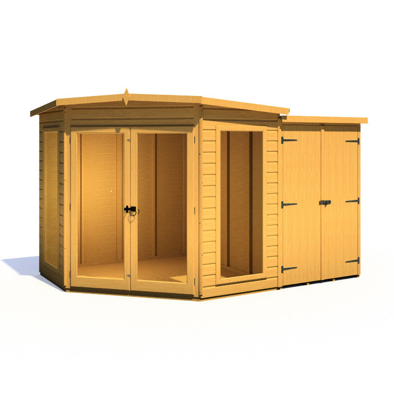 Loxley 7' x 11' Rowan Corner Summer House With Side Shed | Sheds.co.uk