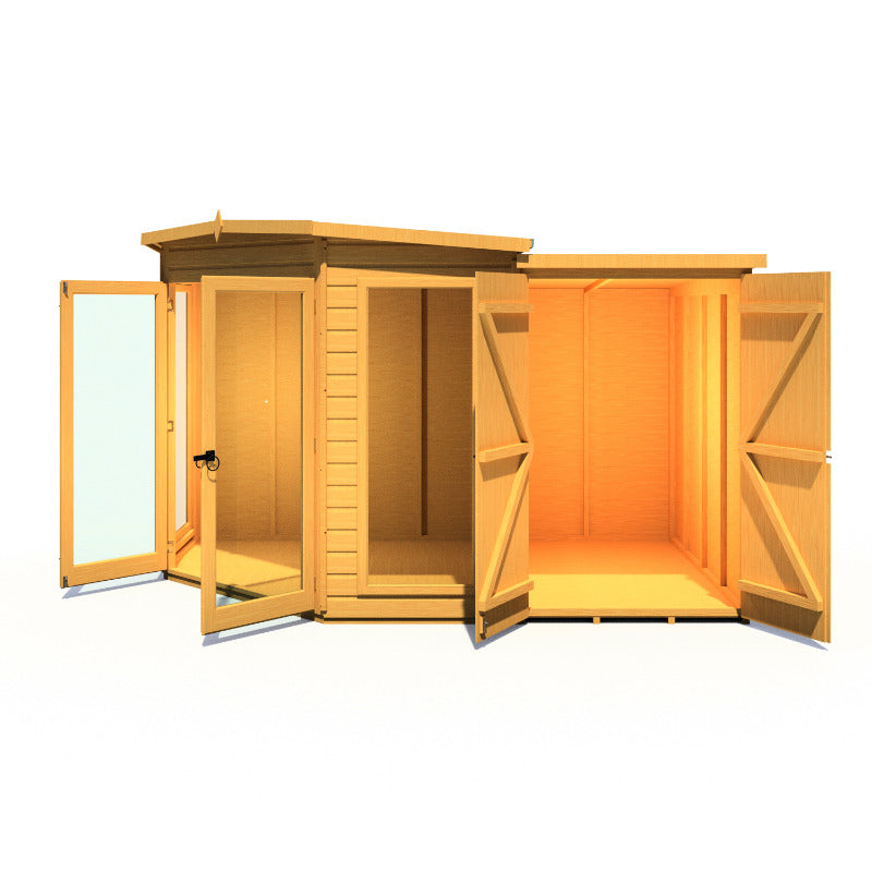 Loxley 7' x 11' Rowan Corner Summer House With Side Shed | Sheds.co.uk