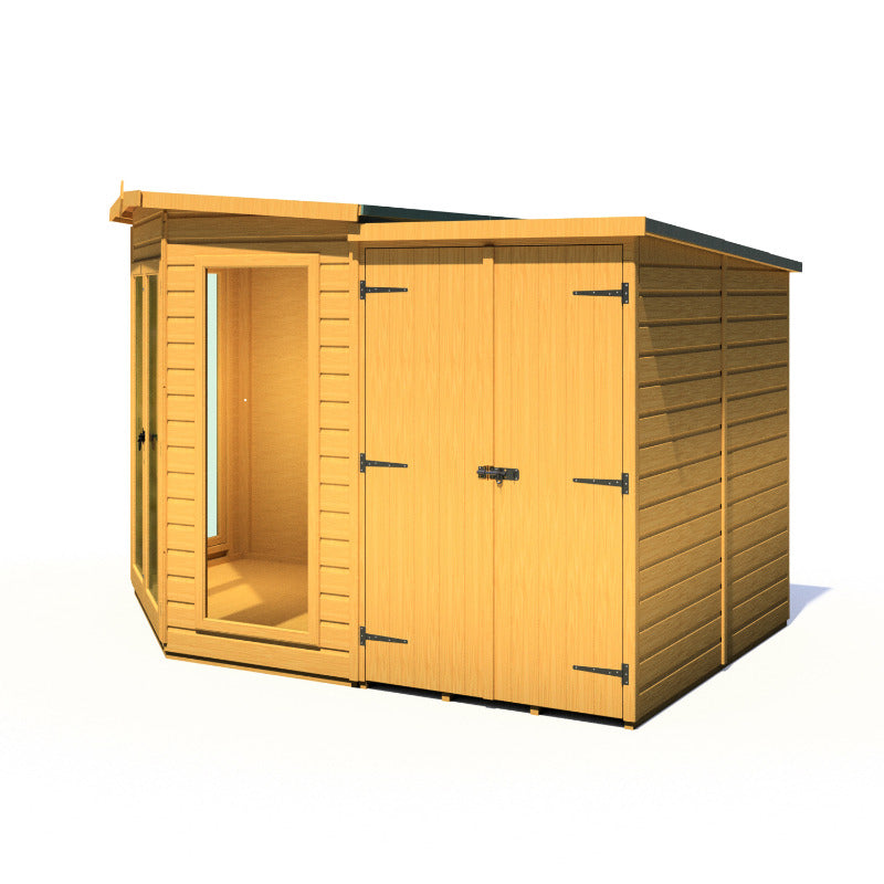 Loxley 7' x 11' Rowan Corner Summer House With Side Shed | Sheds.co.uk