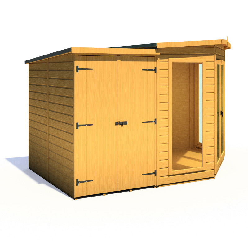 Loxley 7' x 11' Rowan Corner Summer House With Side Shed | Sheds.co.uk