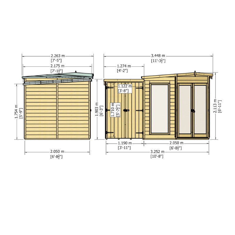 Loxley 7' x 11' Rowan Corner Summer House With Side Shed