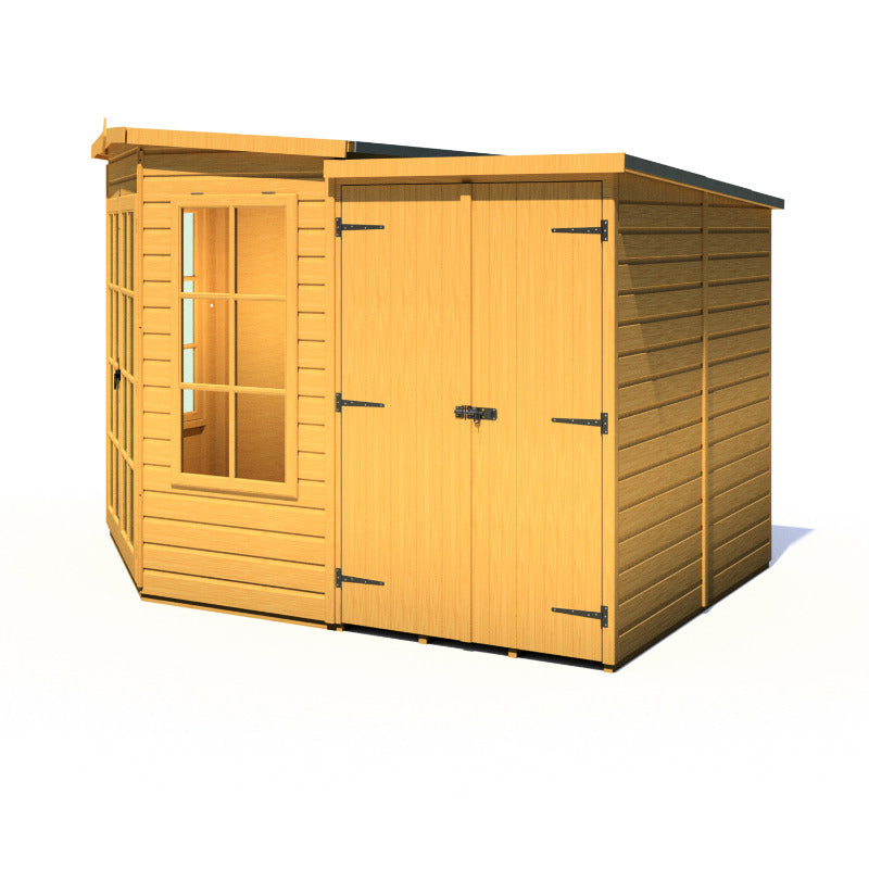 Loxley 7' x 11' Oxhill Corner Summer House With Side Shed | Sheds.co.uk