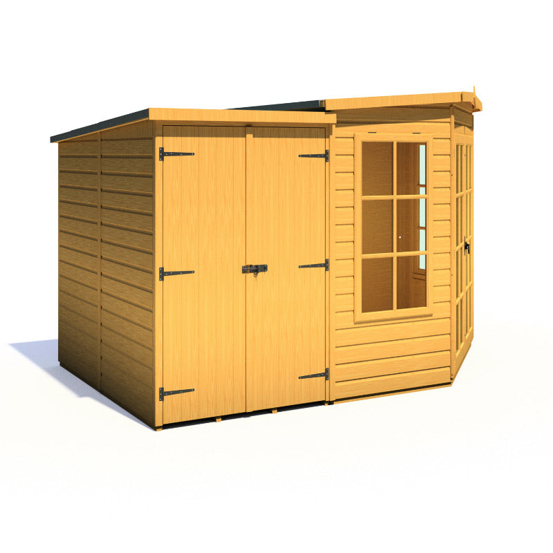 Loxley 7' x 11' Oxhill Corner Summer House With Side Shed | Sheds.co.uk