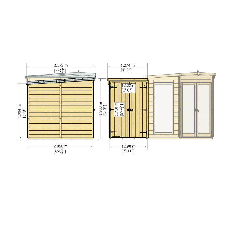 Loxley 7' x 11' Oxhill Corner Summer House With Side Shed | Sheds.co.uk