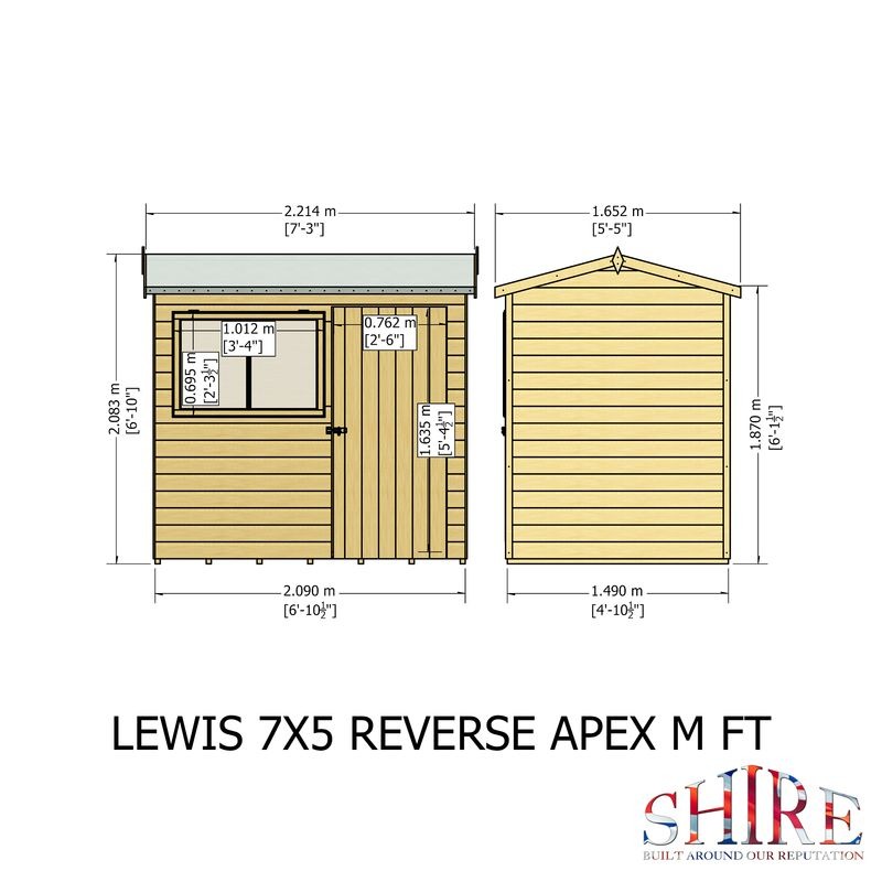 Loxley 7' x 5' Premium Shiplap Reverse Apex Shed