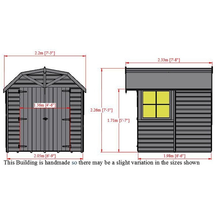 Loxley 7' x 7' Double Door Shiplap Barn | Sheds.co.uk