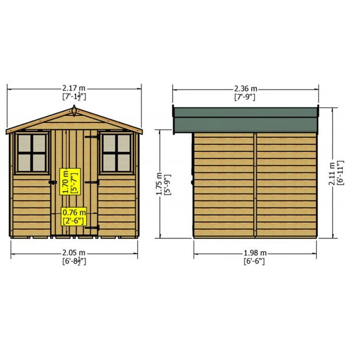 Loxley 7' x 7' Traditional Shiplap Apex Shed | Sheds.co.uk
