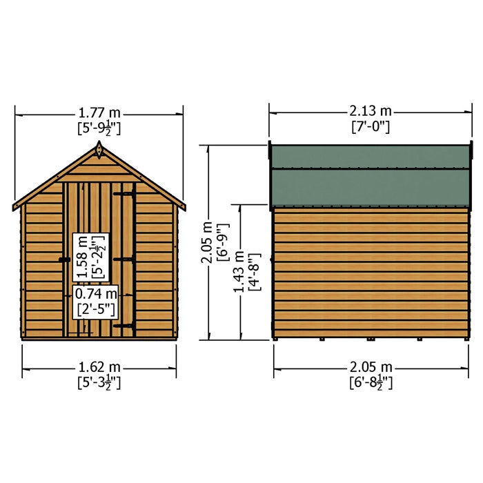 Loxley 5' x 7' Windowless Overlap Apex Shed | Sheds.co.uk