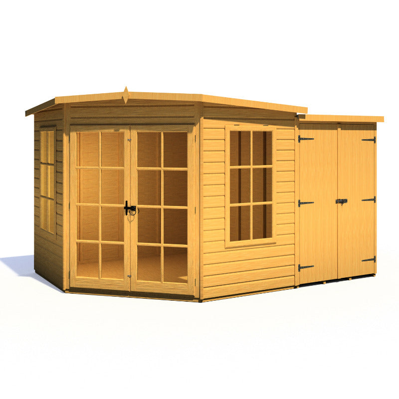 Loxley 8' x 12' Oxhill Corner Summer House With Side Shed | Sheds.co.uk