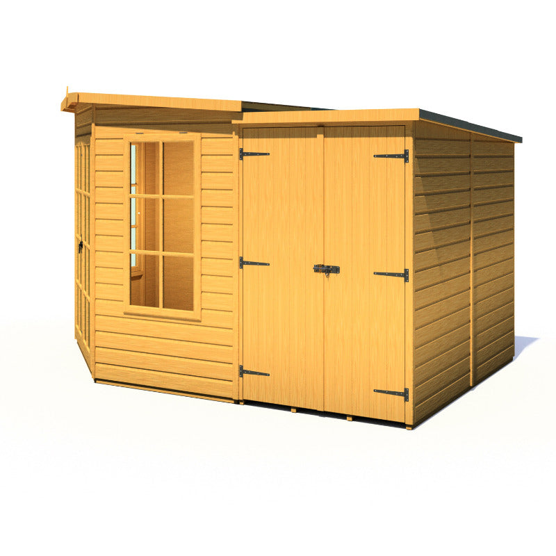Loxley 8' x 12' Oxhill Corner Summer House With Side Shed | Sheds.co.uk