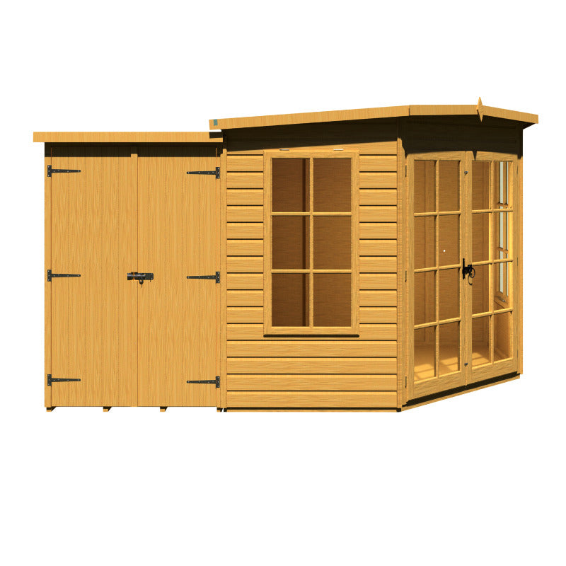 Loxley 8' x 12' Oxhill Corner Summer House With Side Shed | Sheds.co.uk