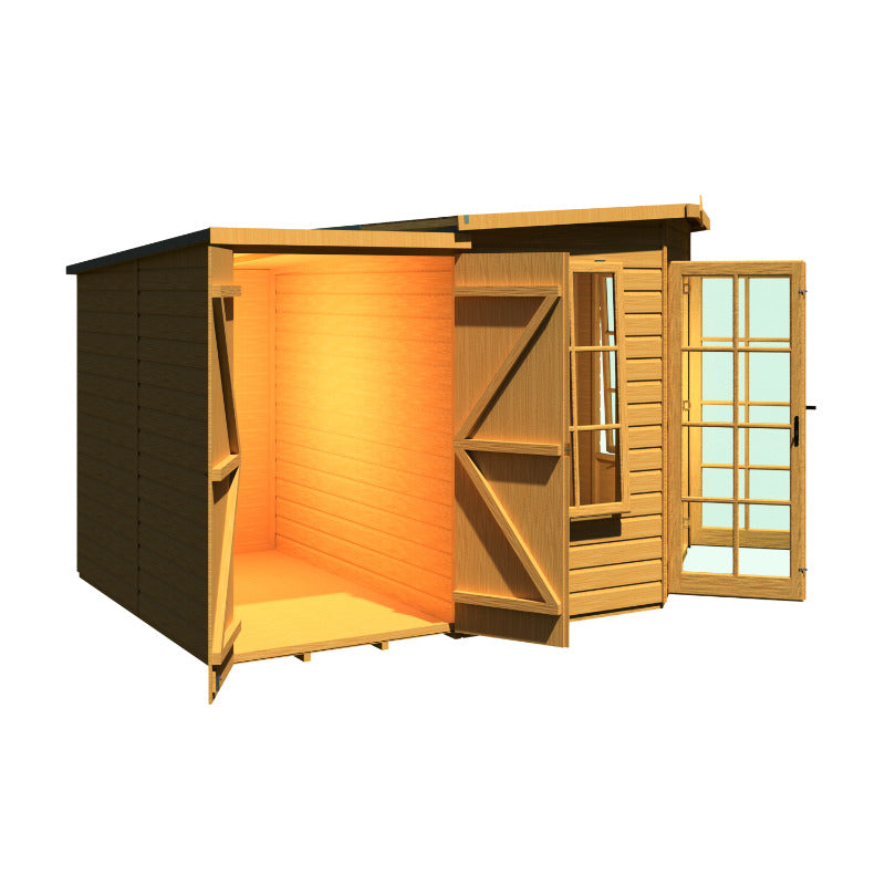 Loxley 8' x 12' Oxhill Corner Summer House With Side Shed | Sheds.co.uk