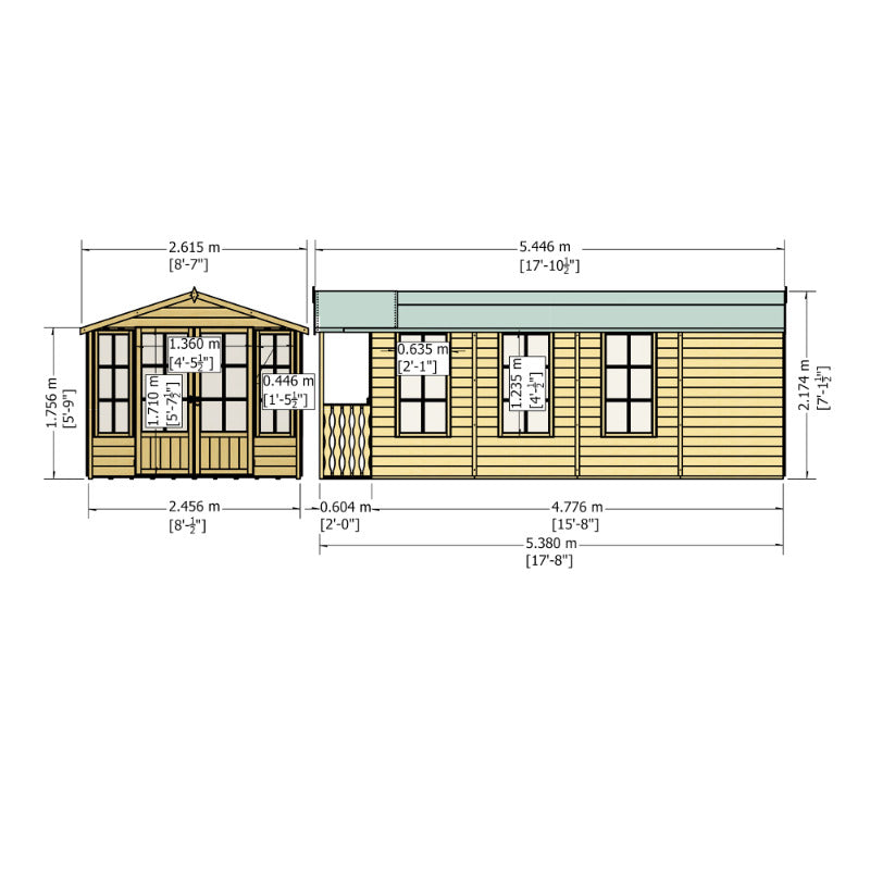 Loxley 8' x 18' Ashwater Summer House With Veranda | Sheds.co.uk